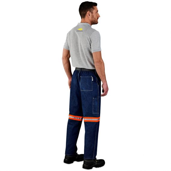 Cast Premium 100% Cotton Denim Pants - Reflective Legs - Orange Tape - Image 4