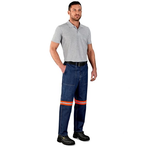 Cast Premium 100% Cotton Denim Pants - Reflective Legs - Orange Tape - Image 8